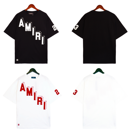 NEW-AMIRI 2025 New High Quality Cotton Flower Logo T-Shirt